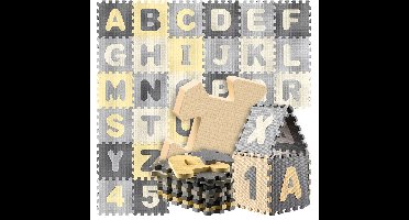Puzzelmat 86 delig met getallen en letters Grijs