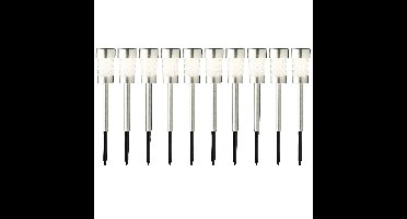 10x stuks solar prikspots/tuinspots - rvs - H26 cm - warm wit