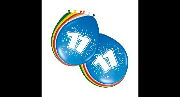 11 jaar verjaardag feest ballonnen - 8x stuks - feestartikelen leeftijd - versiering