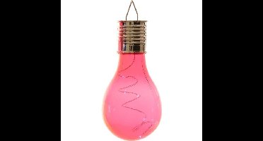 1x Solarlamp lampbolletje/peertje op zonne-energie 14 cm rood