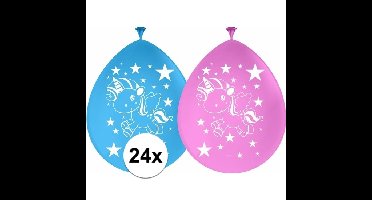 24x Latex eenhoorn dieren ballonnetjes 30 cm feestartikelen
