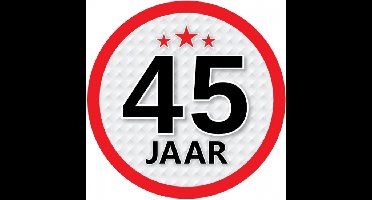 45 jaar leeftijd sticker - rond - Dia 15 cm - 45 jaar verjaardag/jubileum/leeftijd versiering