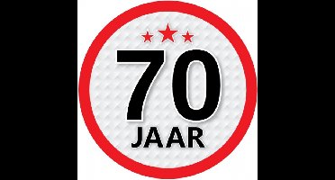 70 jaar leeftijd sticker - rond - Dia 15 cm - 70 jaar verjaardag - jubileum - leeftijd versiering
