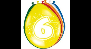8x stuks Gekleurde ballonnen 6 jaar