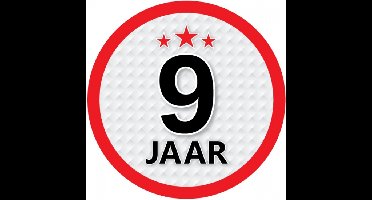 9 jaar leeftijd sticker - rond - Dia 15 cm - 9 jaar verjaardag - jubileum - leeftijd versiering