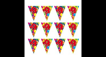 9 jaar Leeftijd versiering vlaggenlijn - 3x - vlaggetjes - verjaardag - 10 meter - plastic