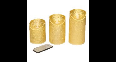 Anna's Collection Stompkaarsen - 3x st - goud - LED kaarsen - afstandsbediening