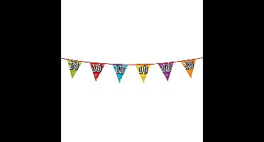 Boland Vlaggenlijn 10 jaar - multicolor - glitters - 8 meter - kunststof - vlaggetjes