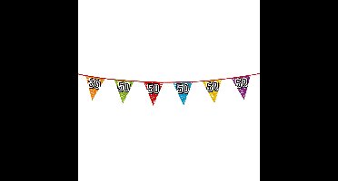 Boland Vlaggenlijn 50 jaar - multicolor - glitters - 8 meter - kunststof - vlaggetjes