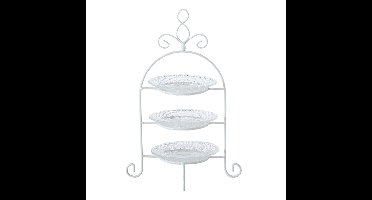 Boltze Etagere - 3 - laags - wit - 30 x 23 cm - metaal en glas