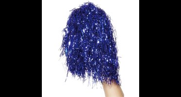 Cheerballs/pompoms - 2x - blauw - met ringgreep - 30 cm - cheerleader pompons