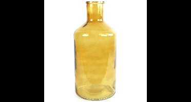 Countryfield Vaas - goudgeel - glas - XXL fles vorm - D24 x H51 cm