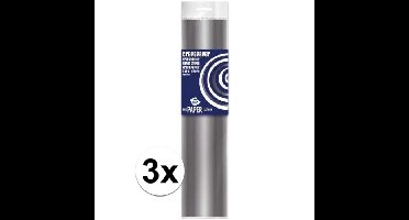 Crepe papier platte vellen - 3x - zilver - 250 x 50 cm - Knutselen met papier - Knutselspullen