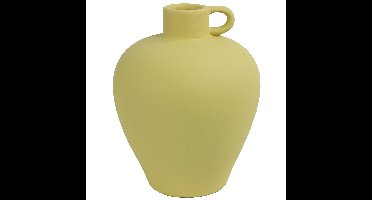 Decoratie kruik of vaas - geel terracotta - D18 x H22 cm - smalle opening