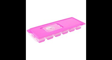 Excellent Houseware ijsklontjes tray - ijsblokjes vormpjes - 12 vakjes - kunststof - roze