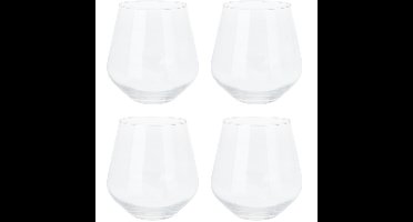 Excellent Houseware whiskey glazen - 4x - transparant - 450 ml