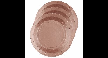 Feest gebaksbordjes - ros?goud - 10x - karton - 17 cm - rond - kartonnen feestbordjes