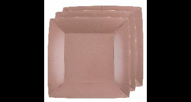 Feest gebaksbordjes - ros?goud - 10x - karton - 18 cm - vierkant - kartonnen feestbordjes