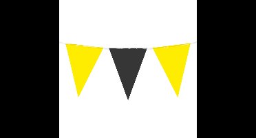 Feest/verjaardag Vlaggenlijn - geel/zwart - 10 m - 15 vlaggetjes - binnen/buiten - kunststof