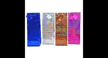 Flessen kado verpakking - metallic - 33 x 10 cm - Wijnfles/champagne fles inpakken