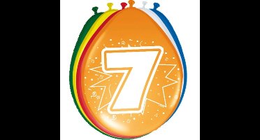 Folat Ballonnen 7 jaar - 8x stuks - 30 cm - met opdruk - gekleurd - versiering