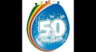 Folat Verjaardag leeftijd ballonnen 50 jaar - 8x - multi - 50 cm - Abraham - versiering