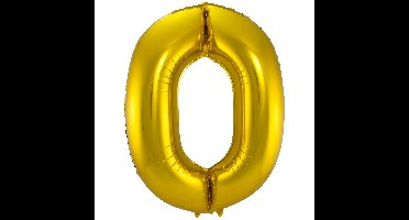 Folat Verjaardag Leeftijd folieballon - 0 jaar - goud - 86 cm - cijferballon groot