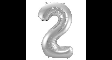 Folat Verjaardag Leeftijd folieballon - 2 jaar - zilver - 86 cm - cijferballon groot