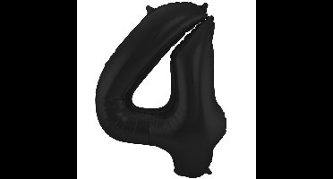 Folat Verjaardag Leeftijd folieballon - 4 jaar - zwart - 86 cm - cijferballon groot