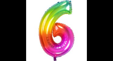Folat Verjaardag Leeftijd folieballon - 6 jaar - multi kleur - 86 cm - cijferballon groot