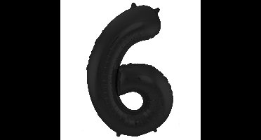 Folat Verjaardag Leeftijd folieballon - 6 jaar - zwart - 86 cm - cijferballon groot