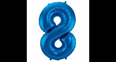 Folat Verjaardag Leeftijd folieballon - 8 jaar - blauw - 88 cm - cijferballon groot