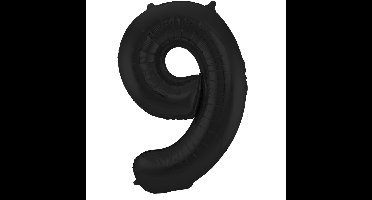 Folat Verjaardag Leeftijd folieballon - 9 jaar - zwart - 86 cm - cijferballon groot
