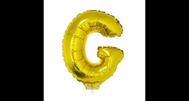 Folie ballon letter G - goud - met opblaas rietje - 41 cm - naam ballonnen