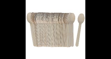 Gerimport Lepels - bamboe - 80x stuks - naturel - 16 cm - verjaardag/camping/bbq