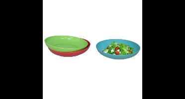 Gerimport Picknick/camping borden set - 3x stuks - multi kleuren - kunststof - herbruikbaar