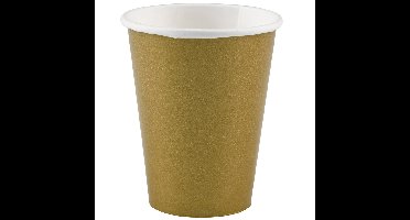 Goudkleurige kartonnen drink bekers 8x stuks 266 ml