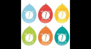 Haza party Ballonnen - 7 jaar - leeftijd verjaardag - 6x stuks - 30 cm - versiering - feestartikele