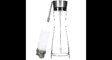 HI Karaf - 1 liter - glas - RVS fruitspies - met borstel - schenkkan