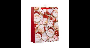 Kerst cadeau tasje - 42 cm - Kerstman en kerstvrouw - inpakken - kerstcadeaus