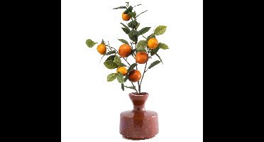 Kunstbloem citrusfruit tak mandarijn/clementine - 95 cm - oranje - losse steel - Kunst zijdebloemen