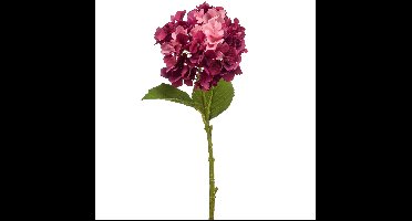 Kunstbloem Hortensia tak - 52 cm - fuchsia - Real Touch - hydrangea - kunst zijdebloemen