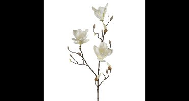 Kunstbloem Magnolia tak - 90 cm - wit/creme - Kunst zijdebloemen