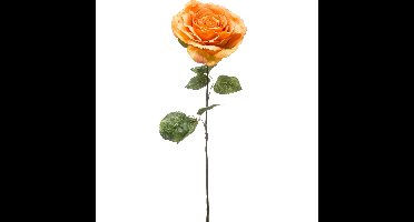 Kunstbloem Roos Laurie tak - 57 cm - oranje - Kunst zijdebloemen