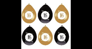 Leeftijd verjaardag thema ballonnen 16 jaar 6x stuks 30 cm