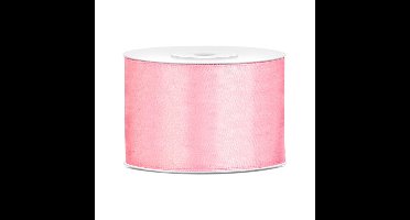 Partydeco Cadeaulint - lichtroze - 5 cm x 25 meter - satijn - sierlint - inpakken - decoratie