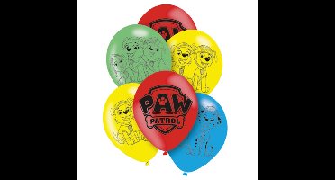 Paw Patrol ballonnen - 6x stuks - multi color - 28 cm - kinderfeestje - thema