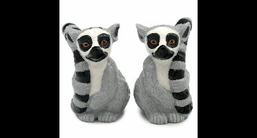 Peper en zout stel - ringstaart maki aapjes - keramiek - cadeau setje