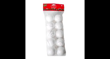 Piepschuim ballen/bollen - 10x stuks - D5 cm - met lusjes - DIY hobby/decoratie balletjes