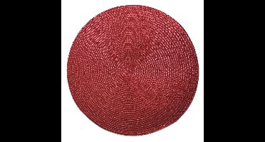 Placemat - metallic rood - dia 38 cm - rond - onderlegger - kerstdiner/diner placemats